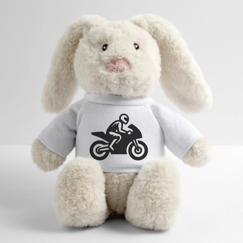Moto de course Moto Moto Machine de course Lapin en peluche recyclé MiniFeet® Crème