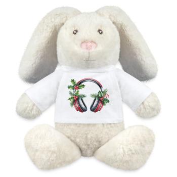 Weihnachtskopfhörer mit Tannengrün - MiniFeet® RecycelHase® Creme - Weiß - Vorne