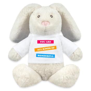 You Are All Kinds of Wonderful - uplifting  - MiniFeet® RecycelHase® Bunny Cream - white - Front