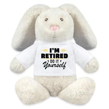I am retired do it yourself Gift retirement - MiniFeet® RecycelHase® Bunny Cream - white - Front