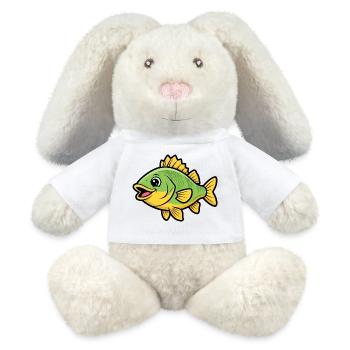 Süßer Flussbarsch Comic Fisch Bunt - MiniFeet® RecycelHase® Creme - Weiß - Vorne