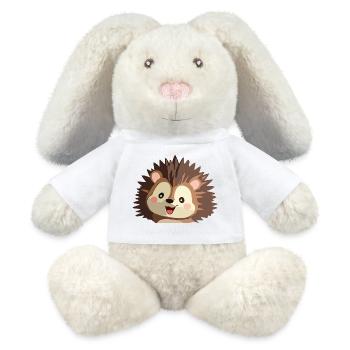 Cuddly hedgehog graphic - MiniFeet® RecycelHase® Bunny Cream - white - Front