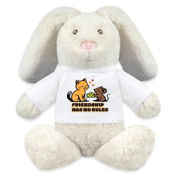 Freundschaft Ohne Regeln Katze Maus - MiniFeet® RecycelHase® Creme - Weiß - Vorne