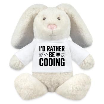 Je préfère coder - Lapin en peluche recyclé MiniFeet® Crème - blanc - Devant