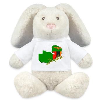 Carte avec le drapeau de la Zambie, j’adore la Zambie - Lapin en peluche recyclé MiniFeet® Crème - blanc - Devant