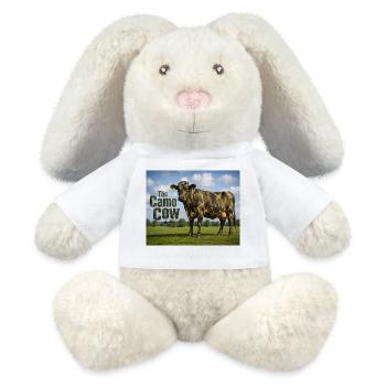 Camo cow in meadow - MiniFeet® RecycelHase® Bunny Cream - white - Front