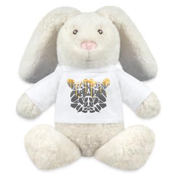 Geometrisches Bärenmosaik mit goldenen Tropfen - MiniFeet® RecycelHase® Creme - Weiß - Vorne