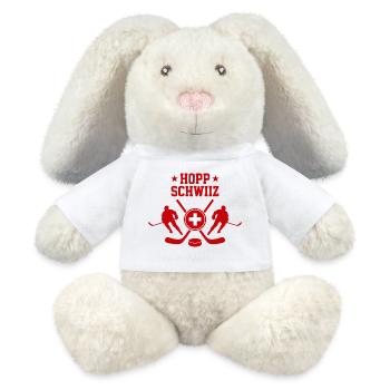 Hopp Schwiiz Eishockey Fan Schweiz Stolz - MiniFeet® RecycelHase® Creme - Weiß - Vorne
