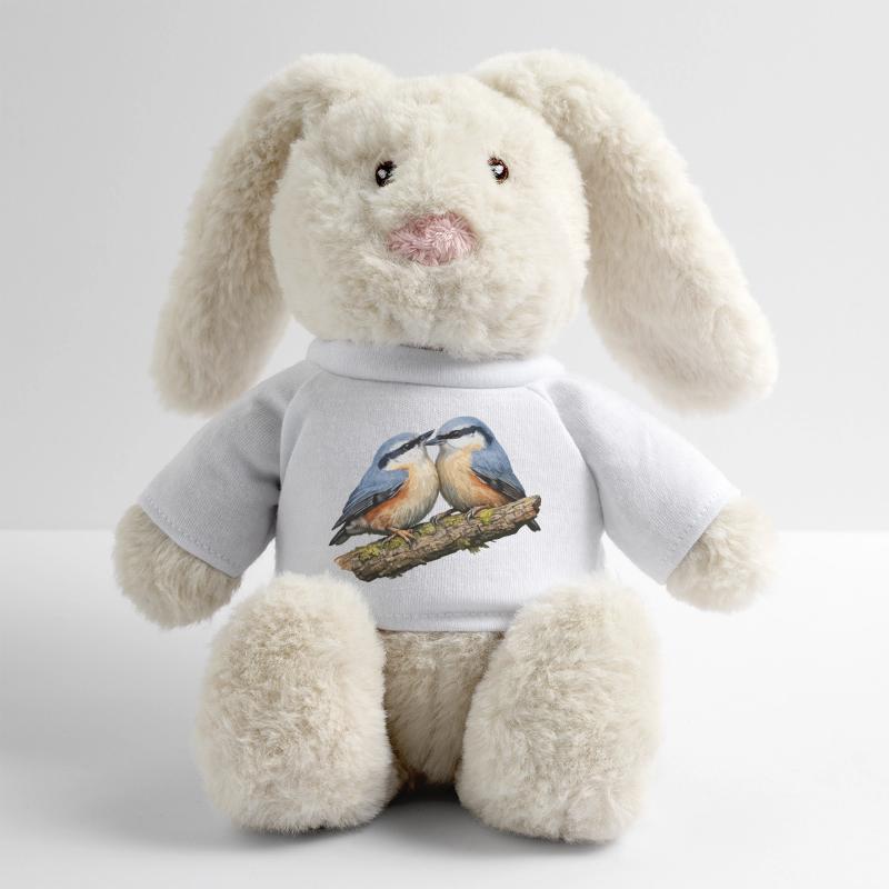 Deux sittelles sur la branche Lapin en peluche recyclé MiniFeet® Crème