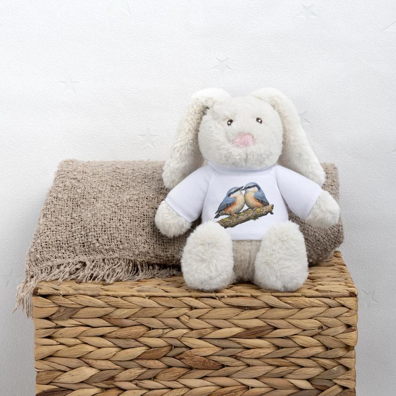 Deux sittelles sur la branche Lapin en peluche recyclé MiniFeet® Crème