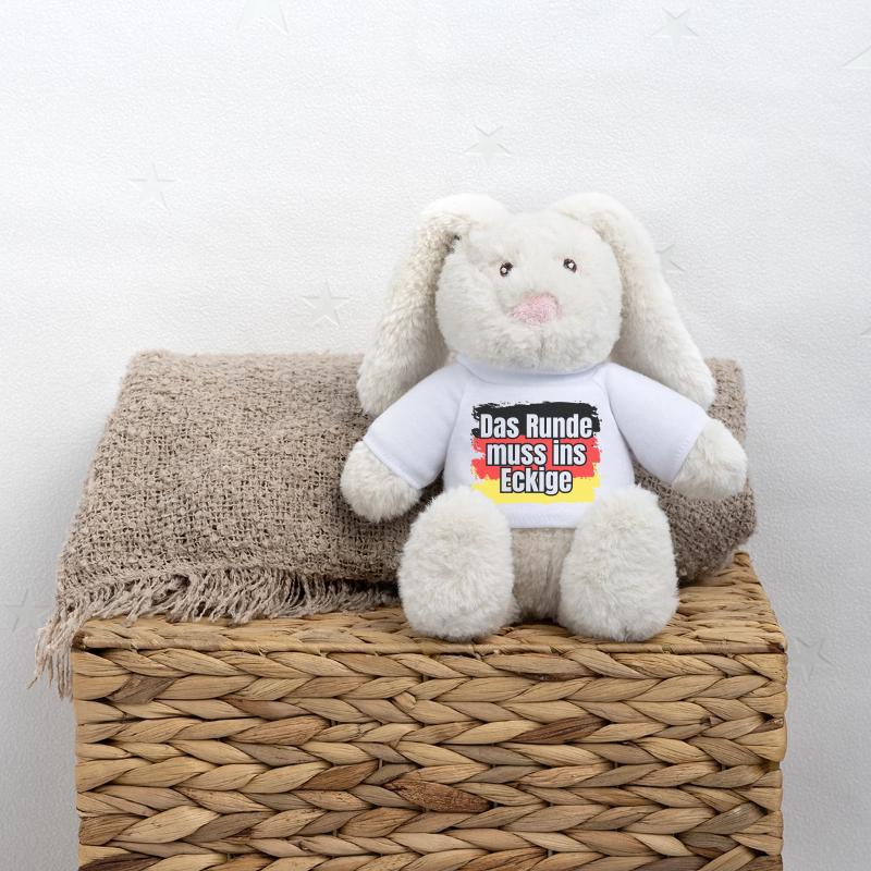 Das Runde muss ins Eckige - Spruch MiniFeet® RecycelHase® Creme