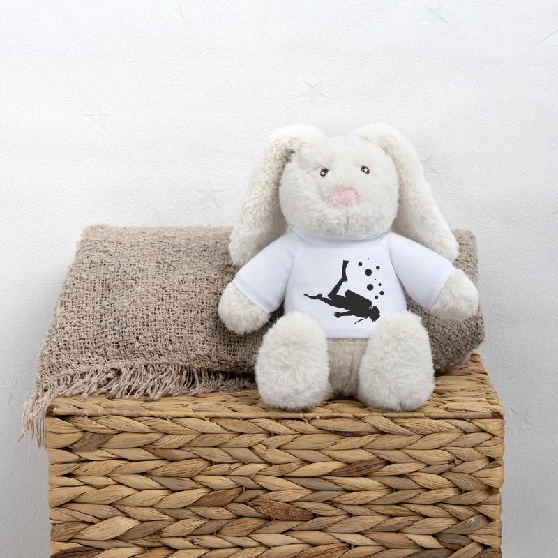 diver Lapin en peluche recyclé MiniFeet® Crème