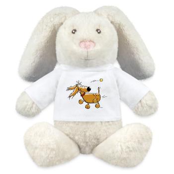 Chien drôle - Flyball - Sports de chien - Lapin en peluche recyclé MiniFeet® Crème - blanc - Devant