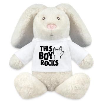 This Boy rocks - MiniFeet® RecycelHase® Creme - Weiß - Vorne