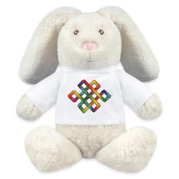 Buddhist endless knot rainbow - MiniFeet® RecycelHase® Bunny Cream - white - Front