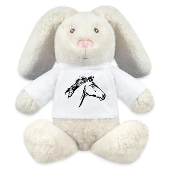 Tête de cheval en course - Lapin en peluche recyclé MiniFeet® Crème - blanc - Devant