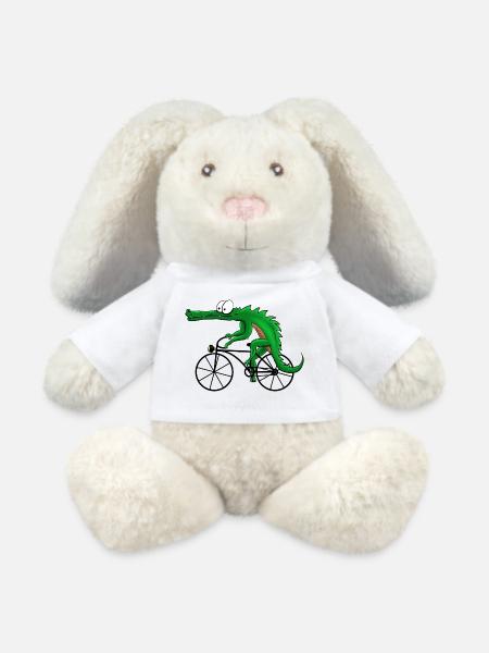 Krokodil mit Fahrrad - MiniFeet® RecycelHase® Creme - Weiß