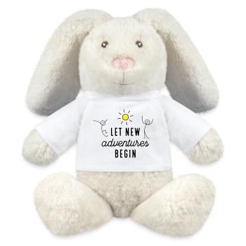 Abenteuer beziehungsweise Neuanfang - MiniFeet® RecycelHase® Creme - Weiß - Vorne