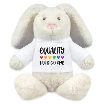Mois de la fierté LGBT - L’égalité ne fait de mal à personne - Lapin en peluche recyclé MiniFeet® Crème - blanc - Devant