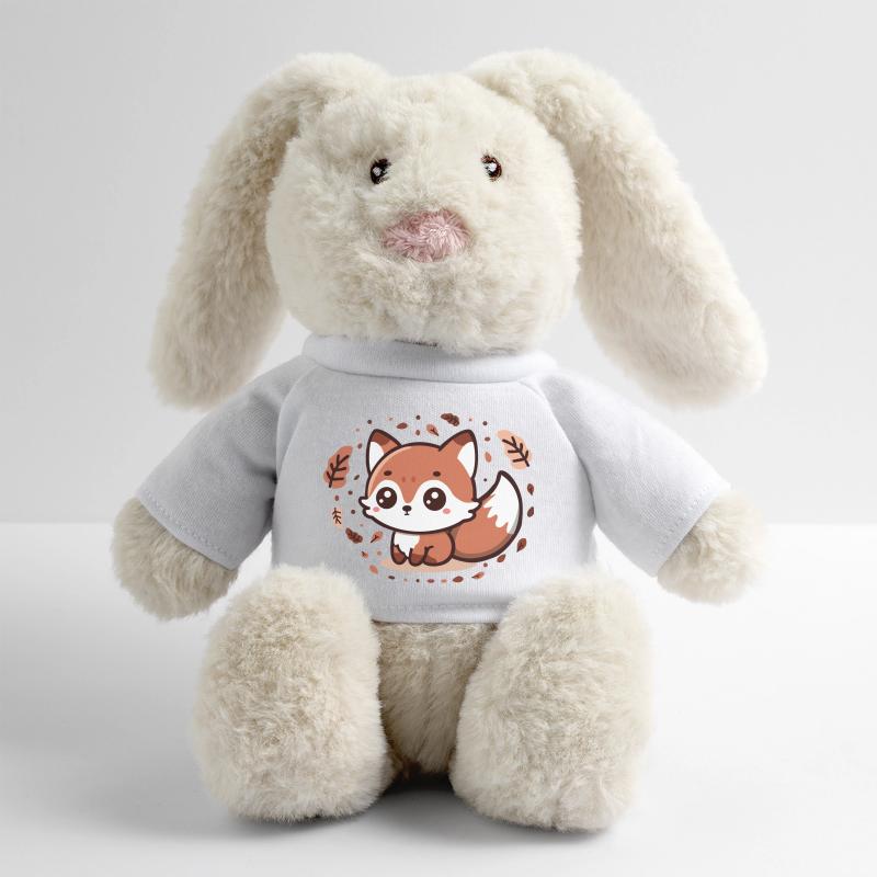 Charme d’automne : Chibi Fox avec queue duveteuse Lapin en peluche recyclé MiniFeet® Crème