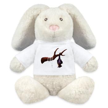Flughund mit Ast, Rosenkränze, verschenken - MiniFeet® RecycelHase® Creme - Weiß - Vorne
