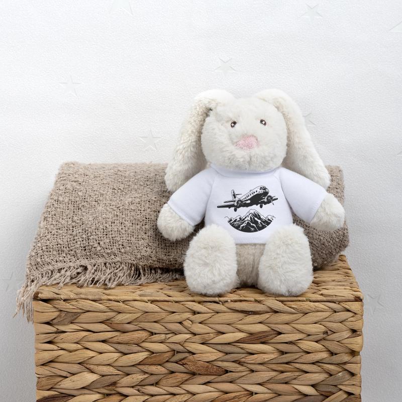 Graphisme d’avion Lapin en peluche recyclé MiniFeet® Crème