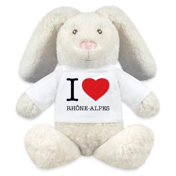 I LOVE RHONE ALPES France Frankreich - MiniFeet® RecycelHase® Creme - Weiß - Vorne