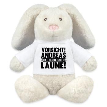 Prénom Andreas - Lapin en peluche recyclé MiniFeet® Crème - blanc - Devant