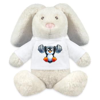 Cute cartoon penguin with dumbbell pull-up head - MiniFeet® RecycelHase® Bunny Cream - white - Front