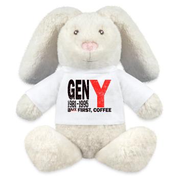 Gen Y Millennial Coffee First Chemise - Lapin en peluche recyclé MiniFeet® Crème - blanc - Devant