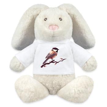 Oiseau chanteur géométrique – Art polygonal élégant - Lapin en peluche recyclé MiniFeet® Crème - blanc - Devant
