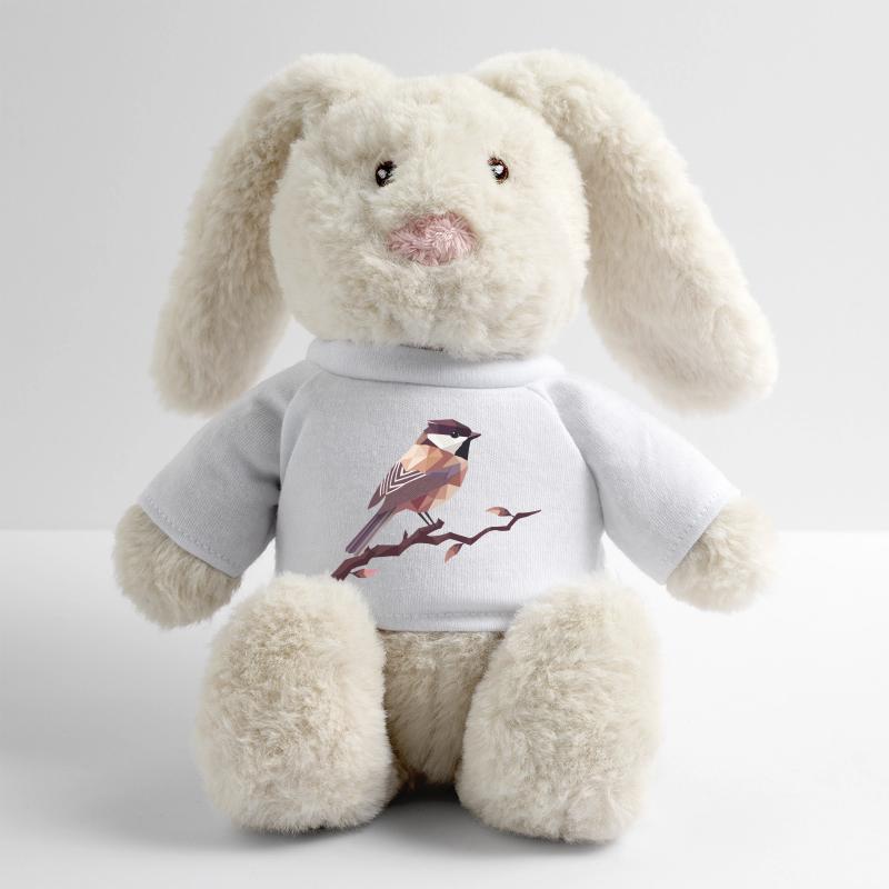 Geometrischer Singvogel – Elegante Polygonkunst MiniFeet® RecycelHase® Creme