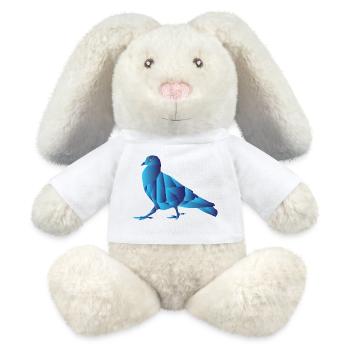 Blaue geometrische abstrakte Taube - MiniFeet® RecycelHase® Creme - Weiß - Vorne