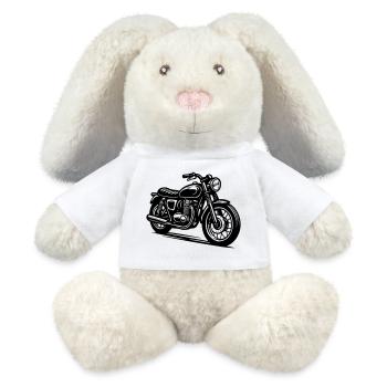 Moto Ancienne - Lapin en peluche recyclé MiniFeet® Crème - blanc - Devant