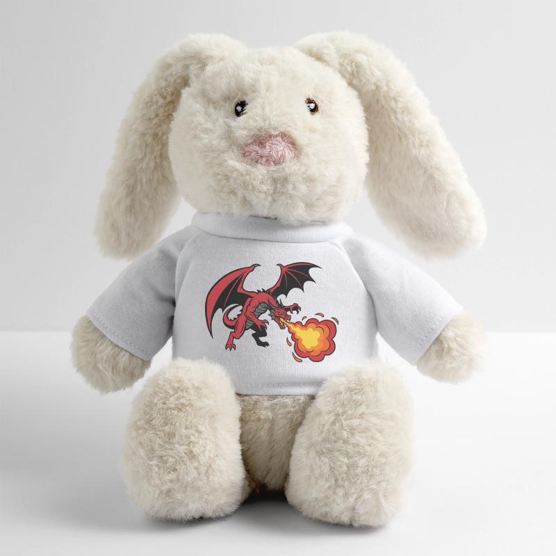 Conception de souffle de feu dragon rouge Lapin en peluche recyclé MiniFeet® Crème
