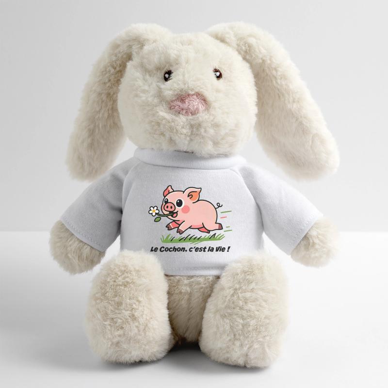 Le Cochon c'est la vie !  Lapin en peluche recyclé MiniFeet® Crème