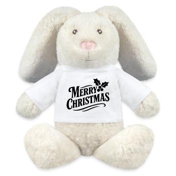 Merry Christmas mit Stechpalmenblättern - MiniFeet® RecycelHase® Creme - Weiß - Vorne