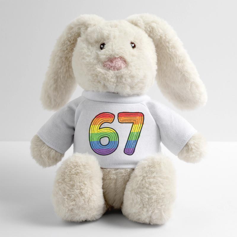 Rainbow 67 Bold Handdrawn Six Seven Digit MiniFeet® RecycelHase® Bunny Cream