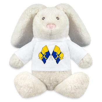 Deux drapeaux franchis – Durham - Lapin en peluche recyclé MiniFeet® Crème - blanc - Devant