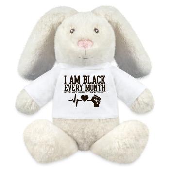 I Am Black Every Month Heartbeat Fist - MiniFeet® RecycelHase® Bunny Cream - white - Front
