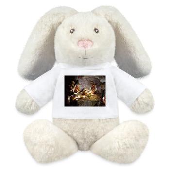 Illuminated Nativity Scene between Stones - MiniFeet® RecycelHase® Bunny Cream - white - Front