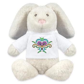 Farb-Mandala Maske - MiniFeet® RecycelHase® Creme - Weiß - Vorne