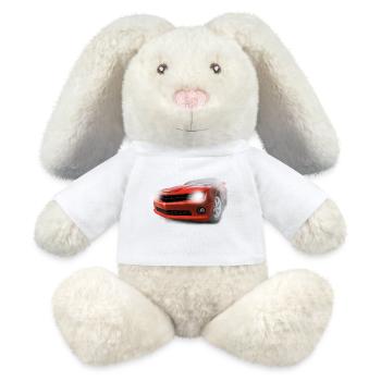 sport car - Lapin en peluche recyclé MiniFeet® Crème - blanc - Devant