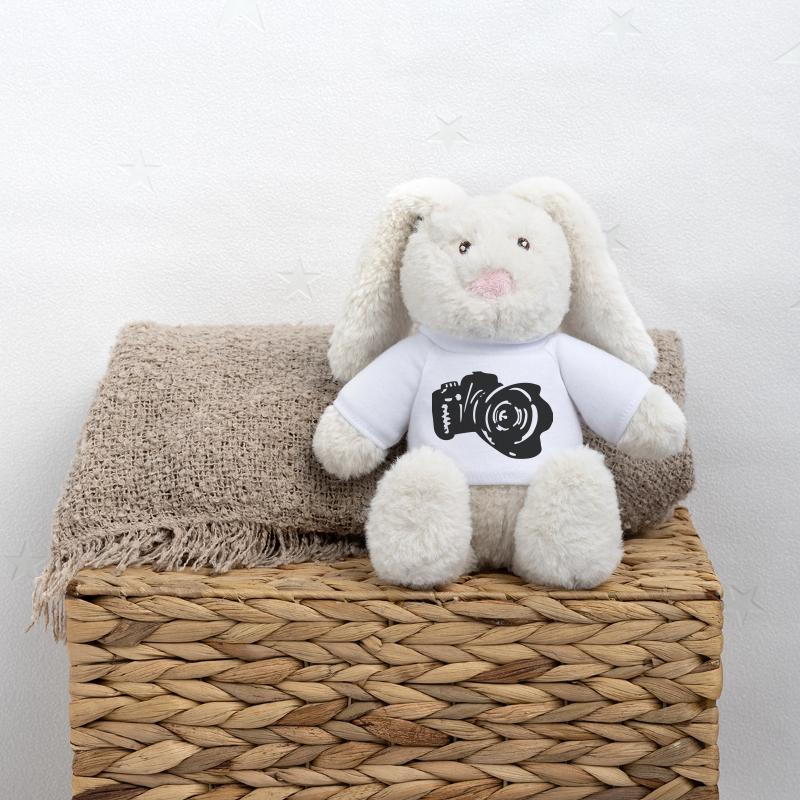 caméra Lapin en peluche recyclé MiniFeet® Crème