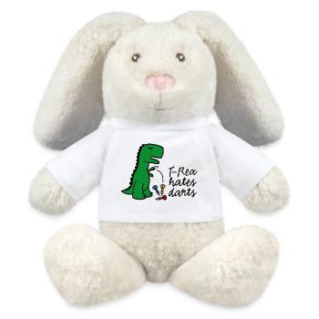 T-Rex hates darts - darts - darts player dinosaur - MiniFeet® RecycelHase® Bunny Cream - white - Front