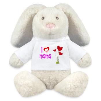 Liebevolles Muttertagsherz Blumendesign - MiniFeet® RecycelHase® Creme - Weiß - Vorne