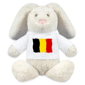 Belgique Drapeau Belge Drapeau Cadeau - Lapin en peluche recyclé MiniFeet® Crème - blanc - Devant