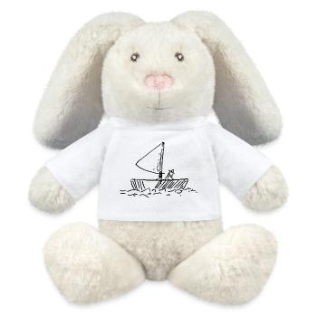 Pêcheurs dans le bateau - Lapin en peluche recyclé MiniFeet® Crème - blanc - Devant
