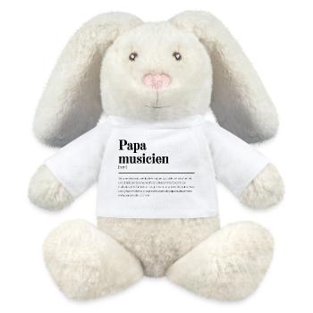 Papa Musicien - Lapin en peluche recyclé MiniFeet® Crème - blanc - Devant