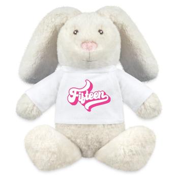 Quinze 15e anniversaire pour les filles de 15 ans - Lapin en peluche recyclé MiniFeet® Crème - blanc - Devant